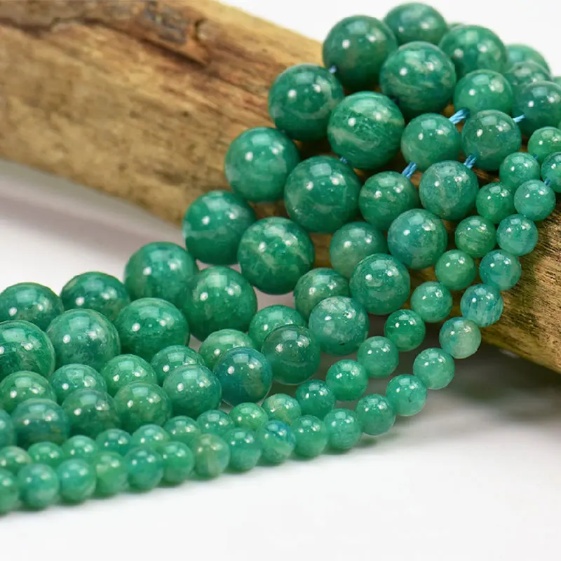 

4-12mm Round Smooth Dark Green Amazonite Beads For Jewelry Making Beads Bracelets For Women 15'' Needlework DIY Beads Trinket