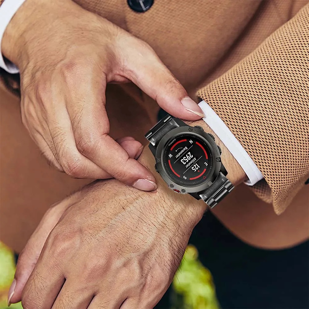 Ремешок из нержавеющей стали для наручных часов Garmin Fenix 5X/5X Plus/3/3 HR/тактикс Bravo/Quatix
