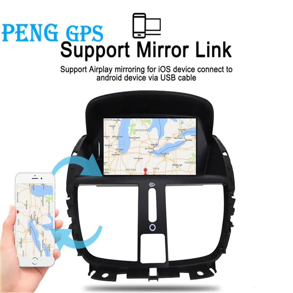 Car CD player GPS Navigation For 2008-2014 Peugeot 207 Audio Stereo Multimedia Tape Recorder Autostereo Headunit Radio | Автомобили и
