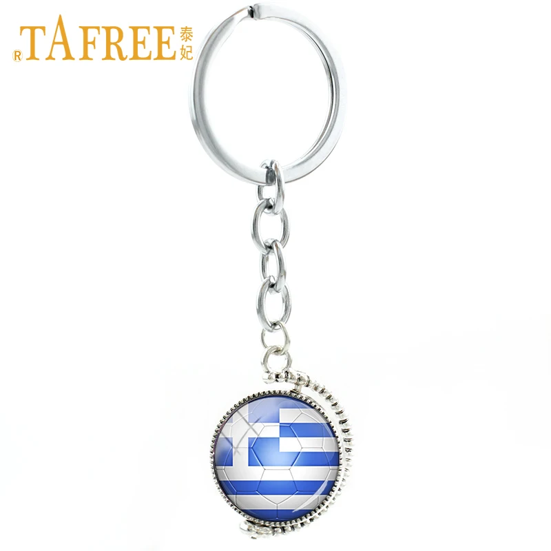 TAFREE Вращающийся Двухсторонний греческий футбольный командный брелок спортивные мужские и женские ювелирные изделия карта городов мира брелок подарок N503