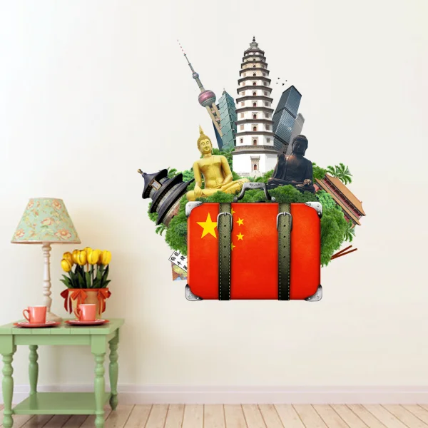 

Travel The Word China Landmarkwall Sticker Wedding Decor Vinyl Waterproof Wall Sticker Bedroom Wallpaper Wall Decal