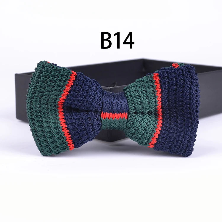 Стильная Вязаная Бабочка зеленого цвета в синюю полоску с бабочками для мужчин |