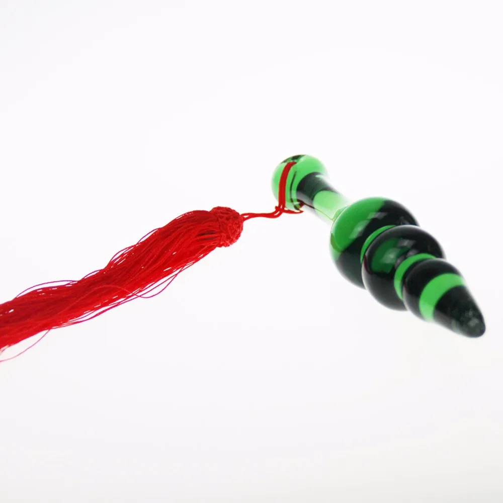 Анальная пробка со стеклянными хвостами для взрослых Классическая из стекла