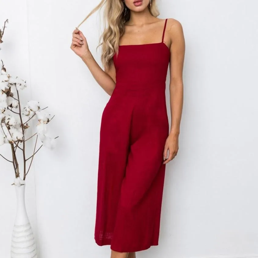 Летний Пляжный комбинезон женский праздничный без рукавов с открытой спиной