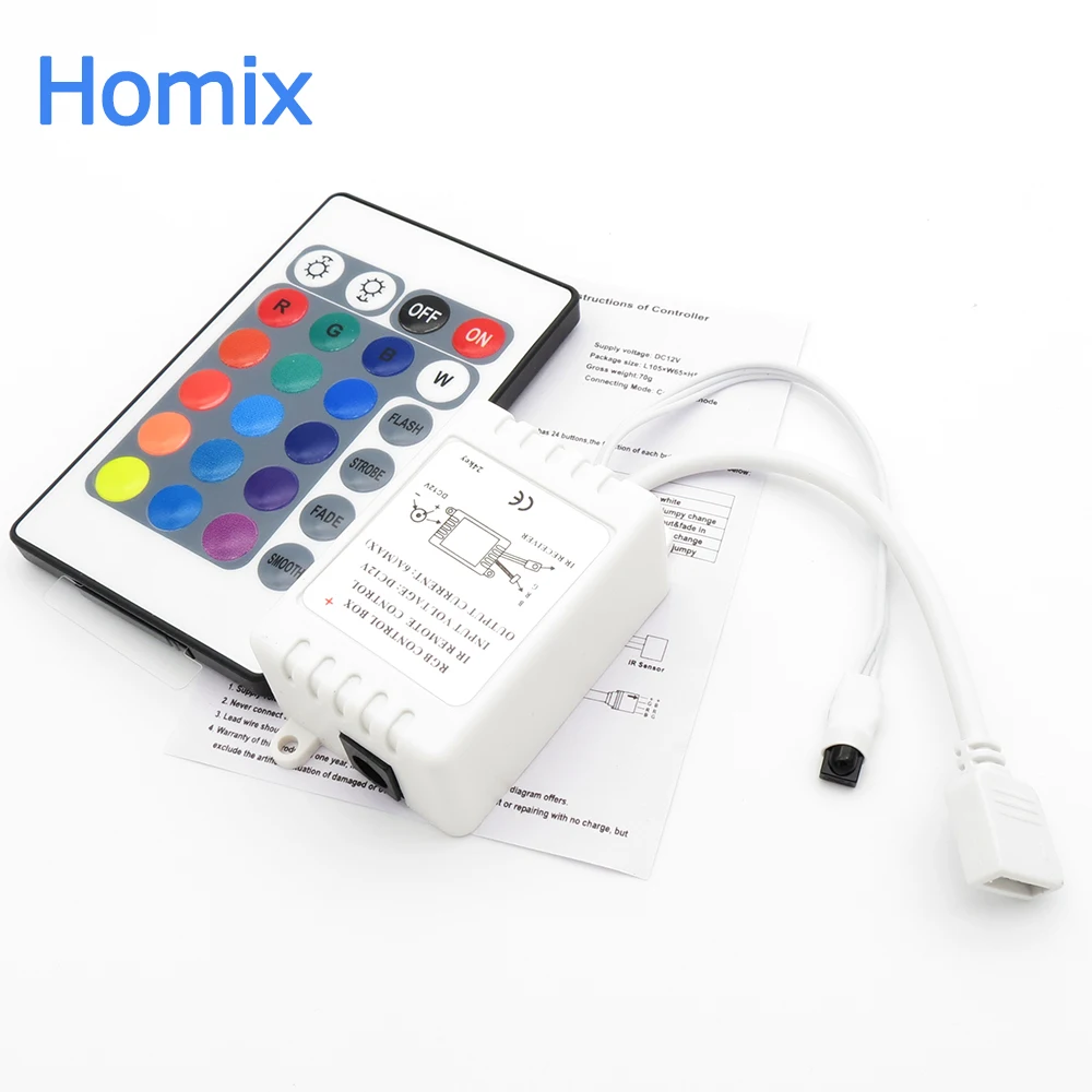 Пульт дистанционного управления с 24 клавишами IR RGB контроллер светодиодной ленты