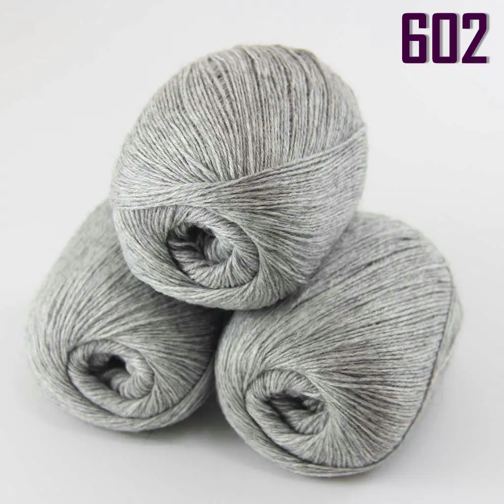 602 Silver Grey Распродажа новые мягкие 3X50 г чистый кашемир обертывание шали ручной вязки шерсть пряжа Кашемир шали и обертывание s 233 - Цвет: 602 Silver Grey