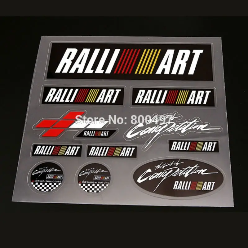 

New Style Car Styling Window Rearview Mirror Door Handle Body Stickers Decoration Decal Set for Mitsubishi Ralliart Ralli Art