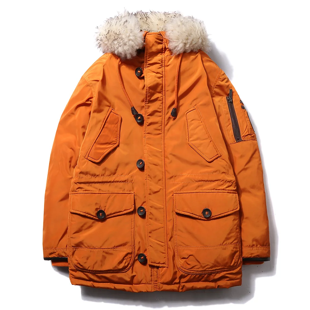 Новинка 2018 Зимняя Мужская парка куртки белое теплое пальто на утином пуху