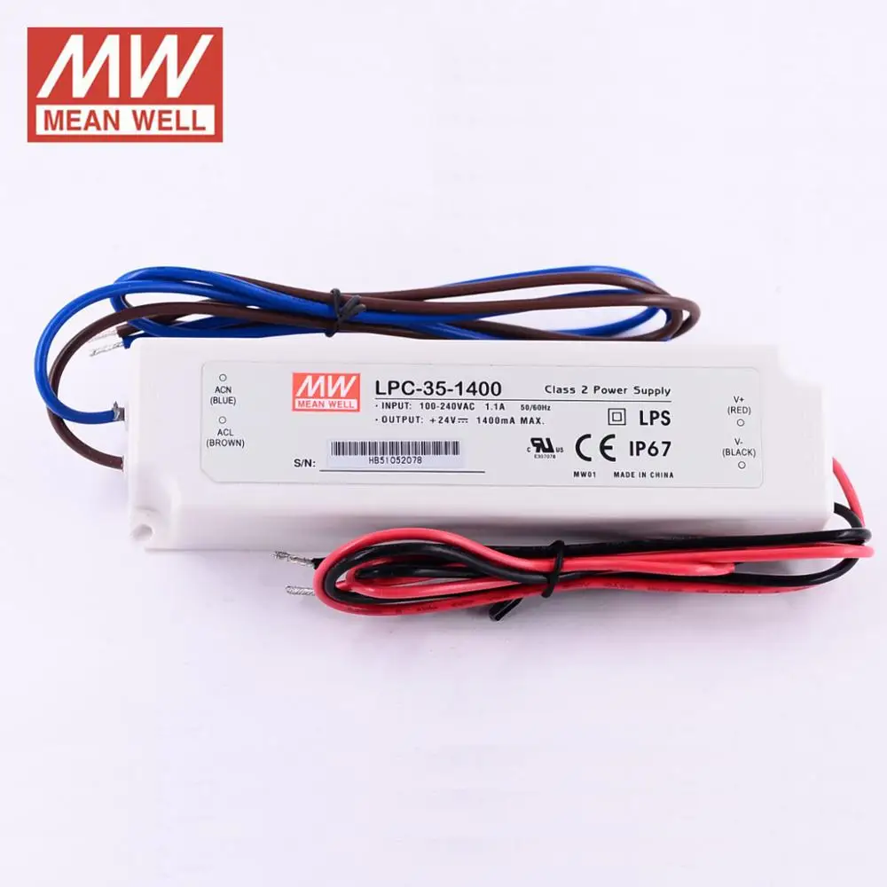 MEAN WELL LPC 35 IP67 Светодиодный источник питания 700mA 1050mA 1400mA постоянный ток
