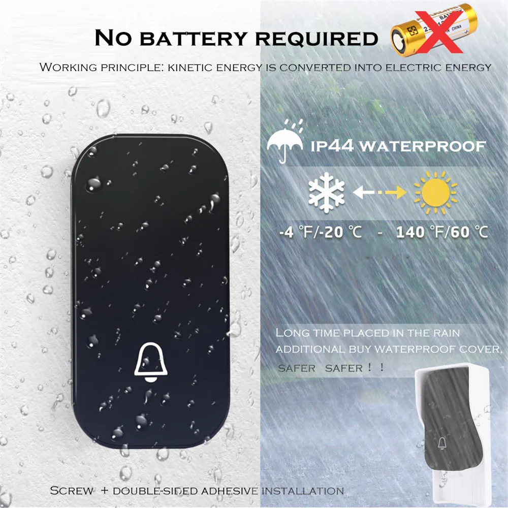 SMATRUL автономный водонепроницаемый беспроводной дверной звонок колокольчик без