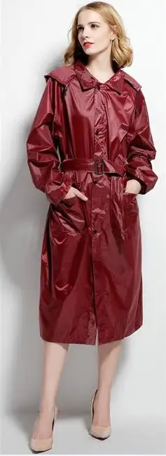 red Trench Coat Плащ пончо для женщин и мужчин водонепроницаемый плащ дождевик брюки набор уличный дождевой раздельный костюм chubasqueros mujer - Цвет: red Trench Coat