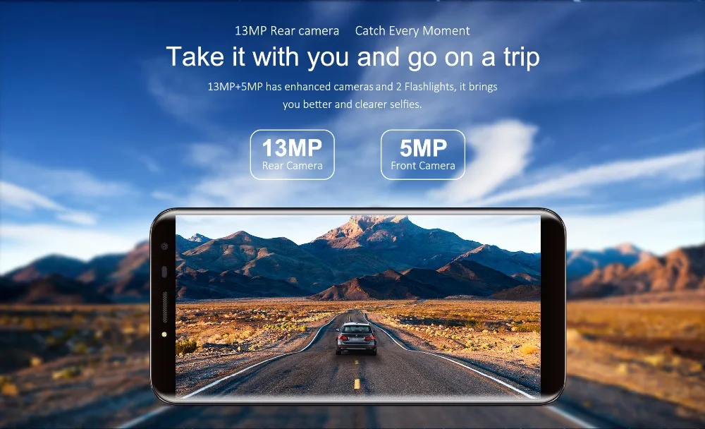 Oukitel C8 18:9 Дисплей 5." Смартфон Android 7.0 MT6580A 4 ядра 3000 мАч 2 ГБ+ 16 ГБ отпечатков пальцев 13MP мобильного телефона