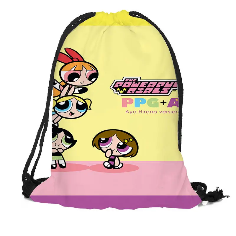 На заказ Powerpuff рюкзак с рисунком для девочек шелковая мягкая сумка большая Sapacity больше размеров на заказ