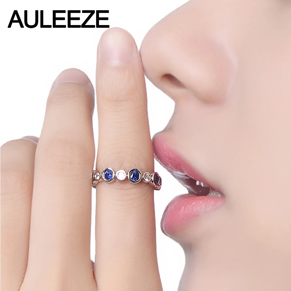 Женское Обручальное кольцо с натуральным сапфиром 18 К белое золото обручальное |