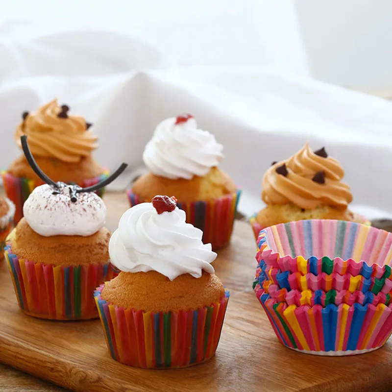 100 шт. вечерние посуда торт подставки Бумага чашки Детские День рождения кекс