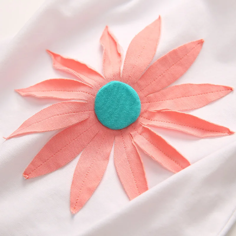 Женский летний комплект из 2 предметов Элегантная футболка с цветочной вышивкой