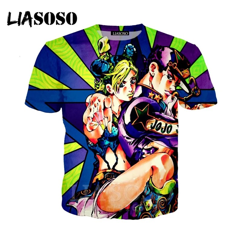 4 LIASOSO, аниме, 3d принт, футболка для мужчин и женщин, Harajuku, joJo's, хип-хоп, причудливый, homme Adventur, футболка, рок, футболки, homme, футболка E835 - Цвет: 4