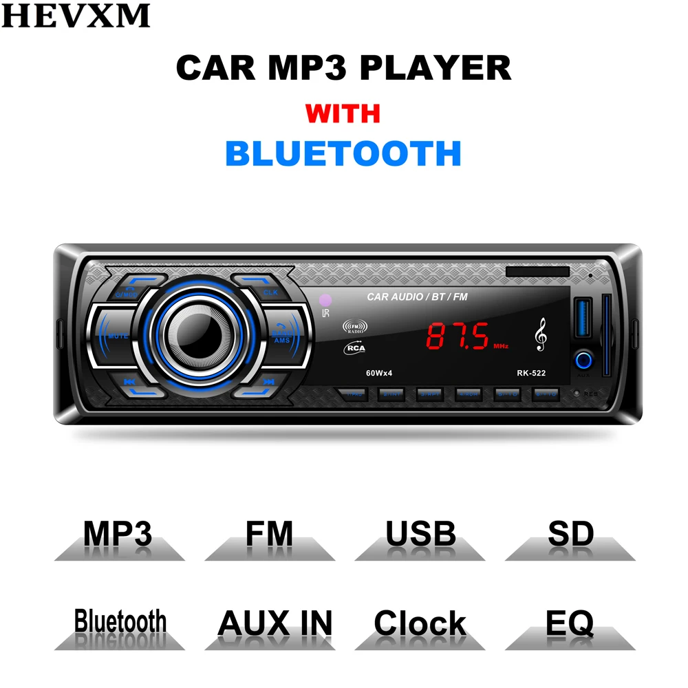 HEVXM 12V Bluetooth автомобильное радио 1 DIN Авторадио AUX IN MP3 FM/USB/Радио дистанционное