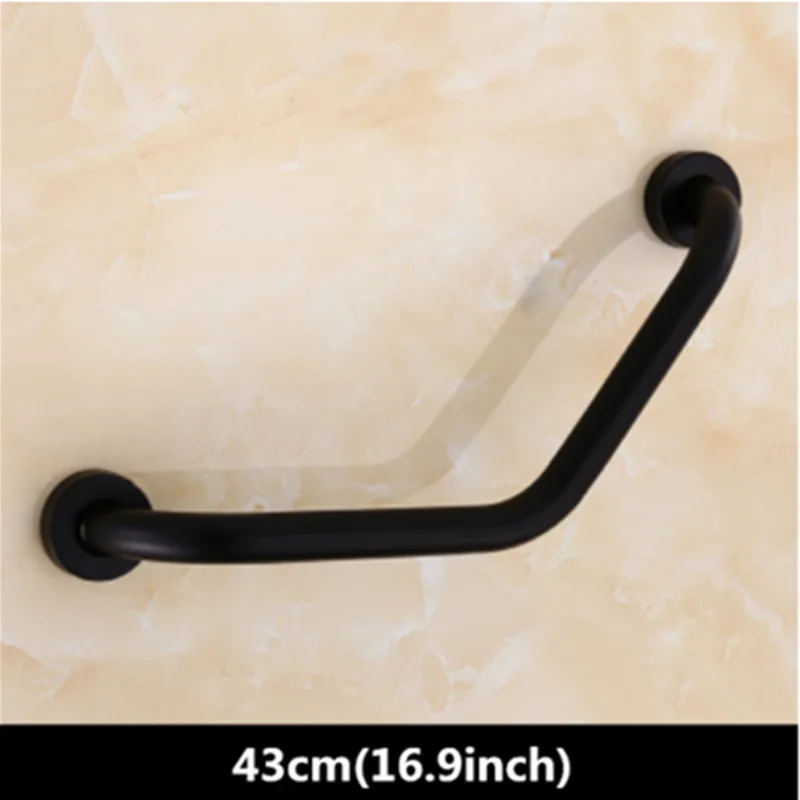 Bent angle 43cm Нержавеющая сталь черный поручень для ванной безопасности для ванной Душ Туалет - Цвет: Bent angle 43cm