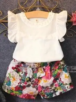 

Children Clothing 2018 New Fashion Summer O-neck Patchwork Sleeveless Girls Knitted Childrens Clothes Sets