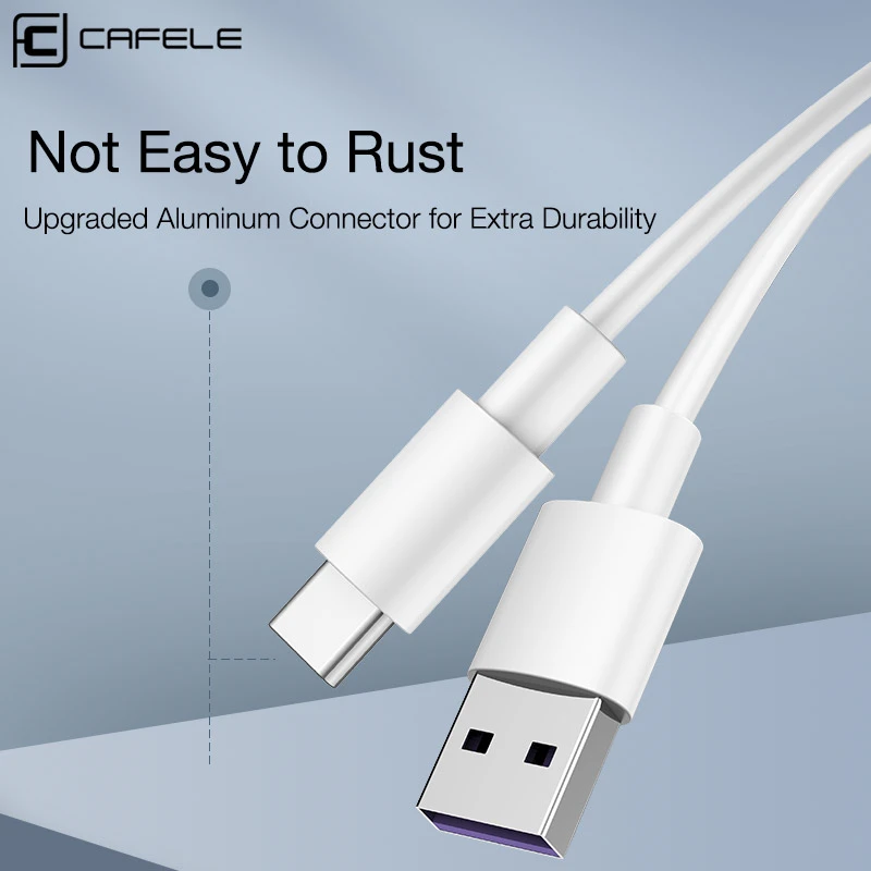 Cafele 1 м USB C кабель 5A оригинальный тип для Huawei Mate 20 супер быстрая зарядка TPE передачи