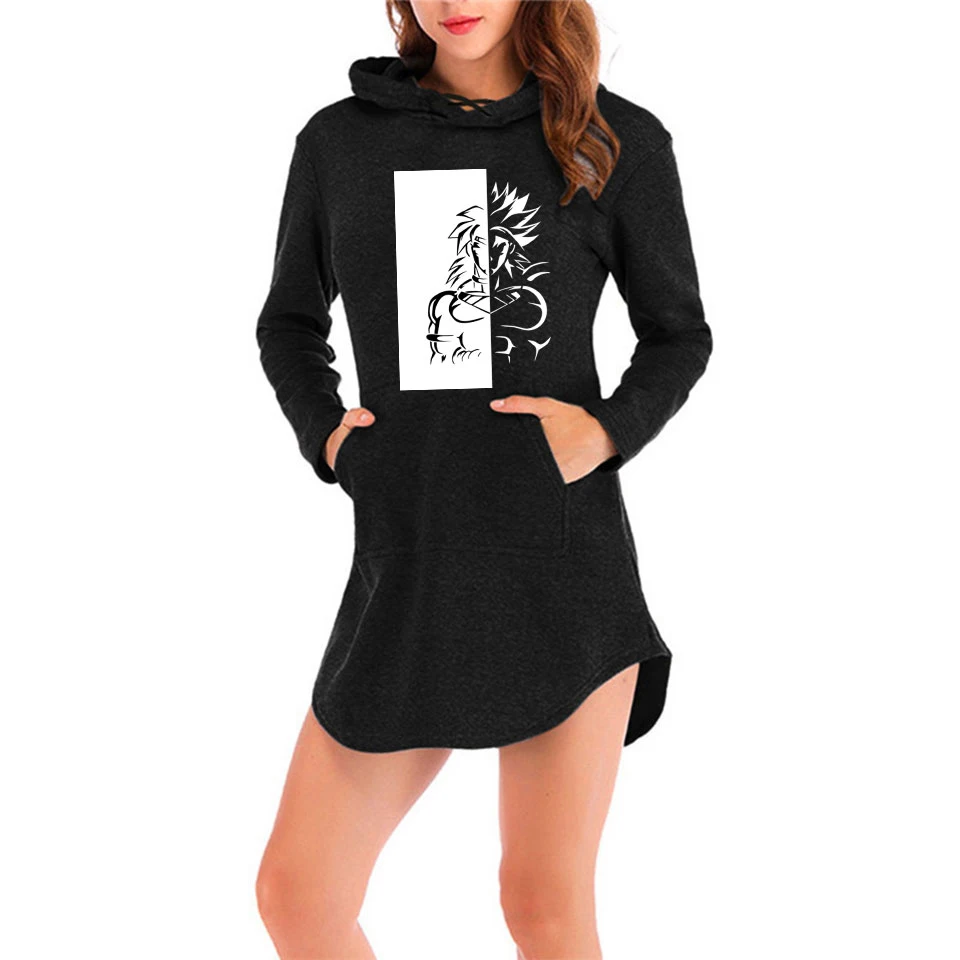 New Dragon Ball printing suitable Dress Women Fashion Long Sleeve Dresses 2019 Hot Sale Casual Trendy Streetwear dress plus size | Женская