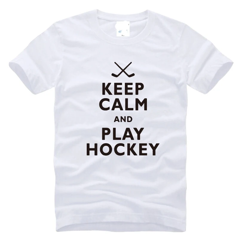Женская футболка с принтом Keep Calm and Play Hockey Tumblr новинка 2018 хлопковая короткими