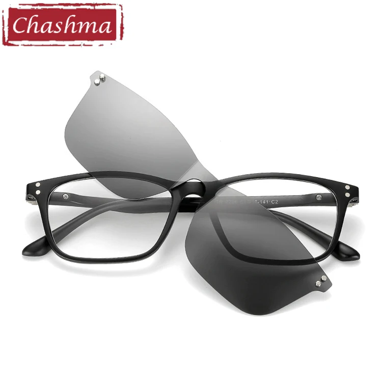 Gray Lenses Бренд Chashma TR90 очки с гибкой оправой женские клипсы поляризованные линзы магнит мужские зеркальные солнцезащитные очки оптические оправы - Цвет оправы: Gray Lenses