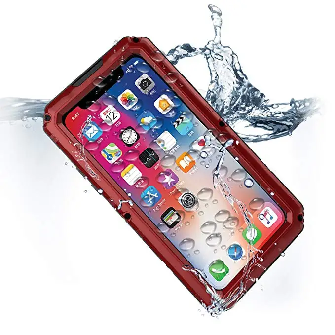 R-JUST для iPhone 8 X Водонепроницаемый металлический корпус тяжелых полное тело