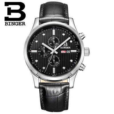 Item 8 Швейцарские BINGER часы мужские брендовые Роскошные кварцевые мужские часы сапфировые мужские часы водонепроницаемые светящиеся наручные часы с хронографом - Цвет: Item 8