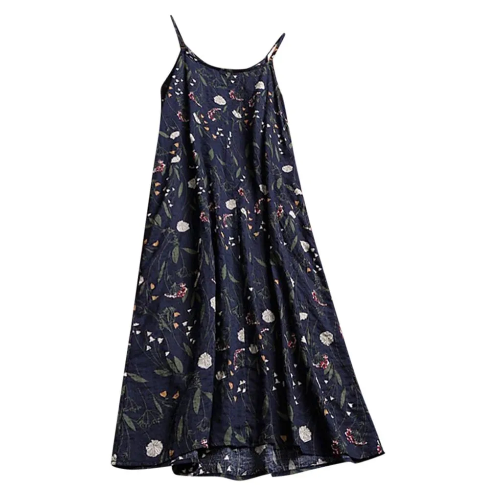 Women's Casual Long Maxi Sundress Beach Party Bohemian Floral Print Dress Halter юбка джинсовая mujer 04* | Женская