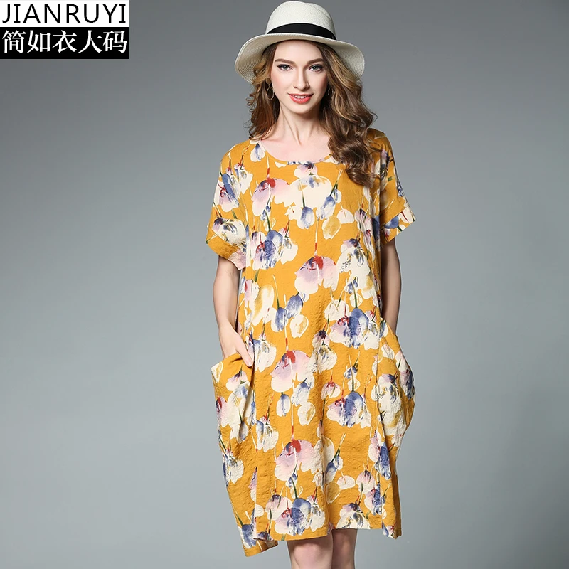 4XL женское осеннее праздничное платье из хлопка и льна большие размеры