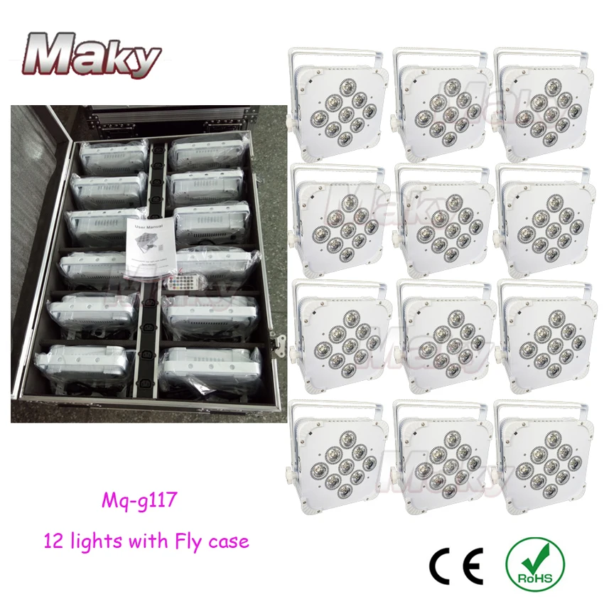 12XLOT + кейс для полета RGBWA UV беспроводной DMX ИК контроль батареи par light/светодиодный