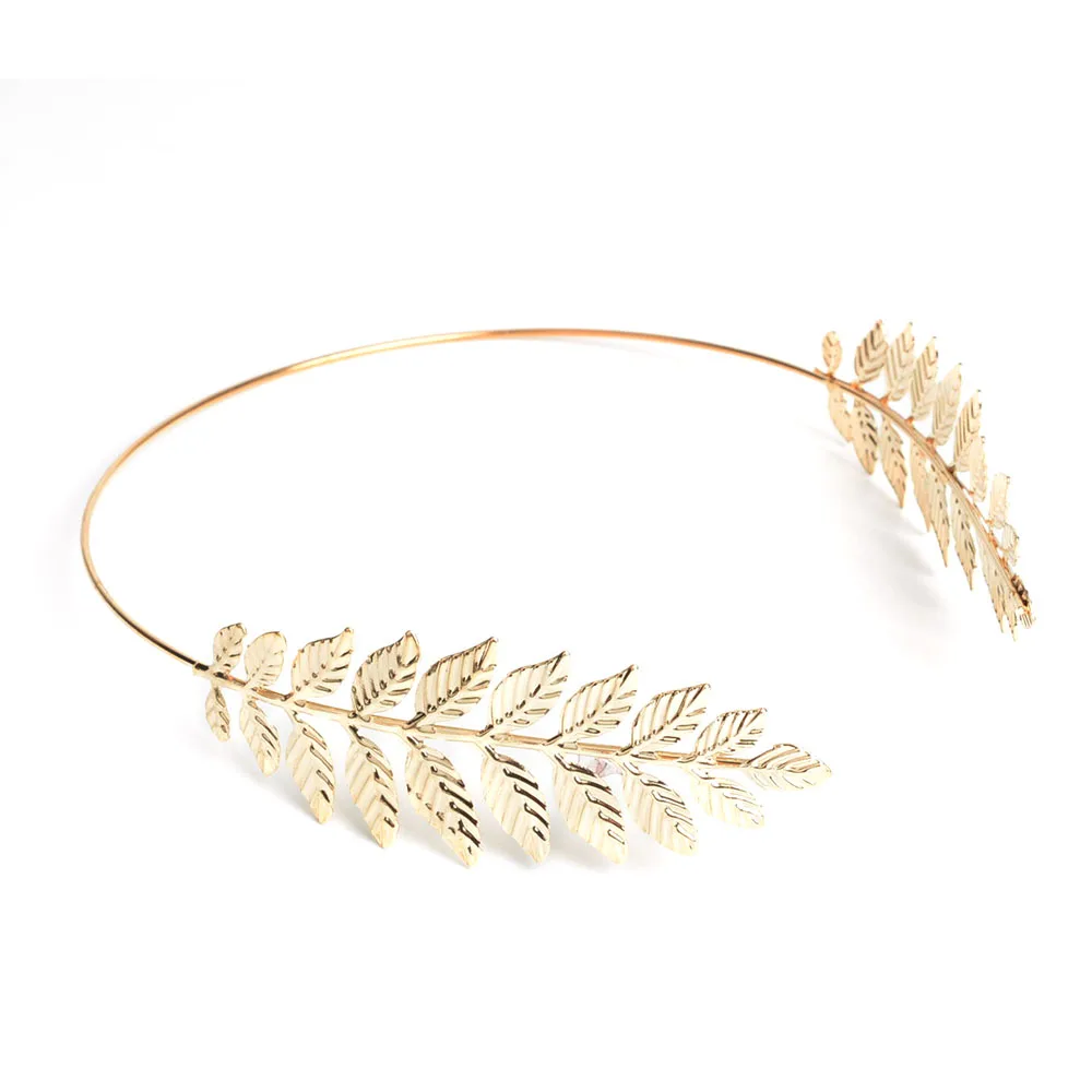 Барокко Стиль Глод Color металлические листья Hairband Head платье свадебные аксессуары