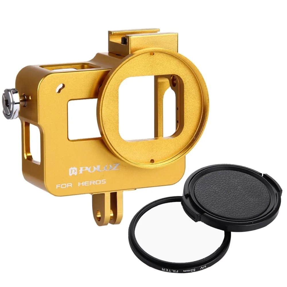 Корпус рамка для GoPro HERO 7 черный 6/5 жесткая Защитная клетка+ 52 мм УФ-объектив чехол для Go Pro Hero2018 7 6 5 Аксессуары