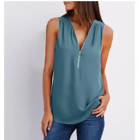 Женская шифоновая блузка Повседневная Свободная черного цвета с однотонным