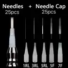 25 шт. иглы 1RL3RL5RL5F и 25 наконечников колпачки для перманентных комплектов косметики для татуажа хорошее качество брови губ для татуажа