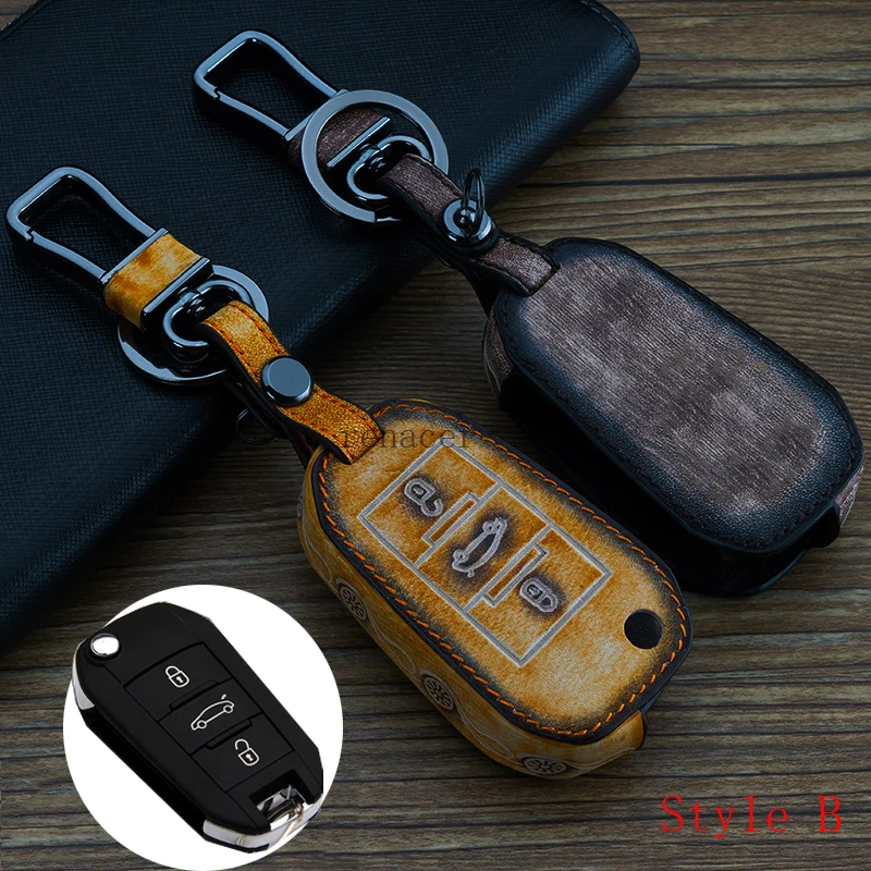 Винтажный чехол для автомобильных ключей из натуральной кожи чехлы с кольцом и