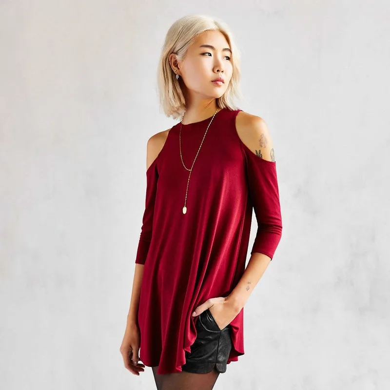 Модная футболка Для женщин 2018 Сексуальная с плеча Повседневное Топы