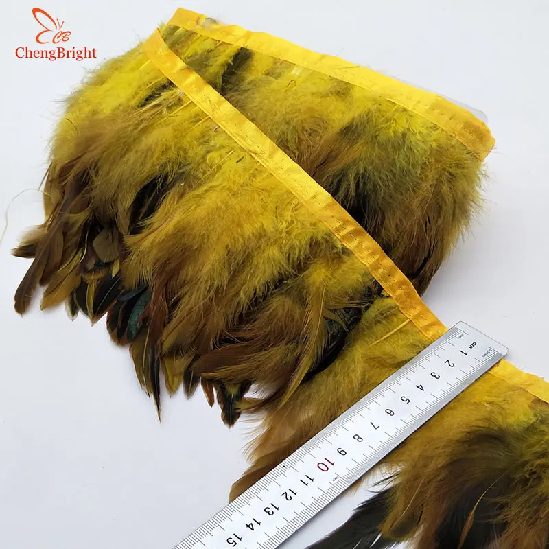 

ChengBright Nice 10 Yards Gold Chicken Rooster Tail Feathers Trims Strip for Wedding Party Clothing Rooster Feather Trims Diy
