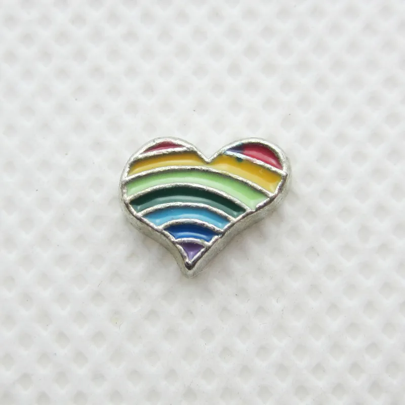 Новое поступление 20 шт./лот Радужное сердце плавающие амулеты живое Стекло