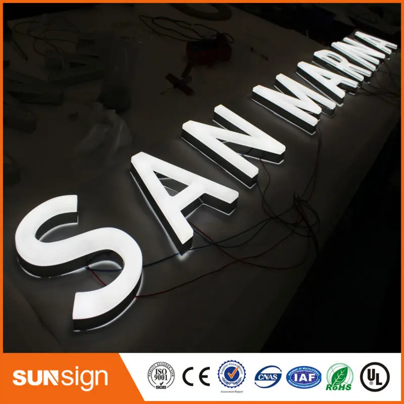 store window advertising illuminated led letters and sign
