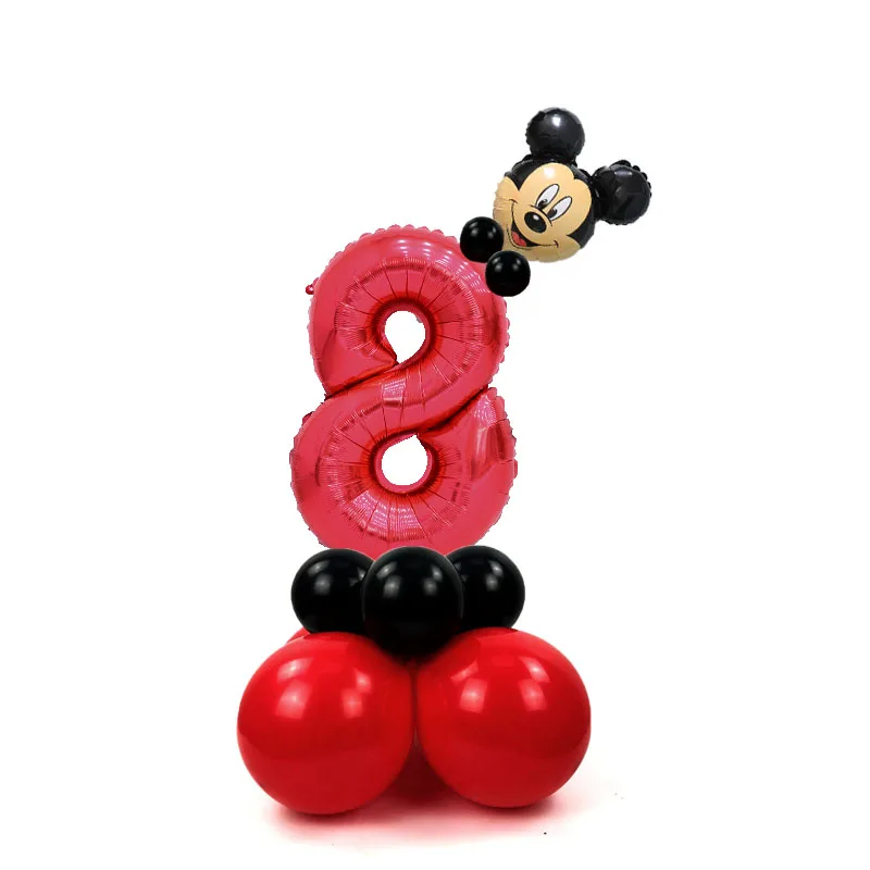 mickey red set(8) KAMMIZAD 17 шт./лот anniversaire Микки красные цифры воздушные шары для 1. Украшения для дня рождения, Детские фольгированные баллоны Минни, балоны - Цвет: mickey red set(8)