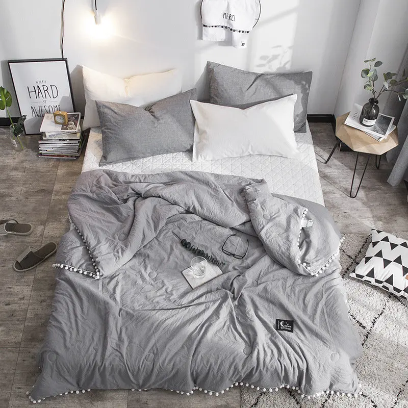 gray LOVINSUNSHINE мягкий розовый пледы одеяло с мячом одноцветное летнее одеяло пододеяльник Королева Размер CN01 - Цвет: gray