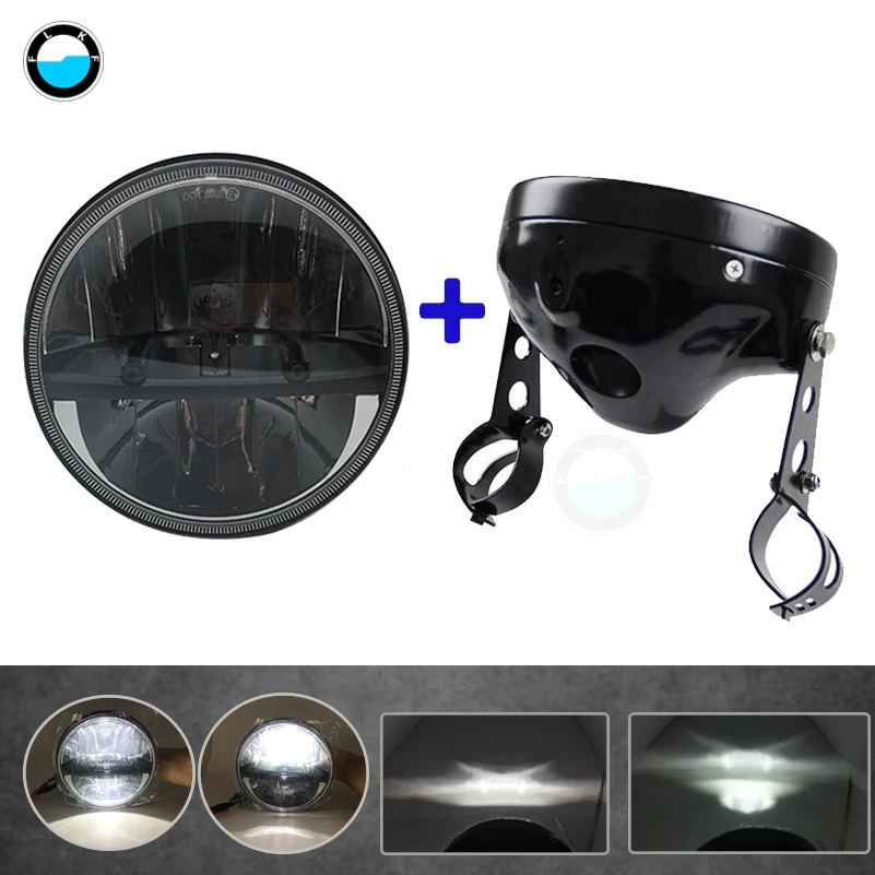 7-дюймовый круглый набор преобразования переднего мотоциклетного фары LED с черным корпусом для мотоцикла 7 дюймов.