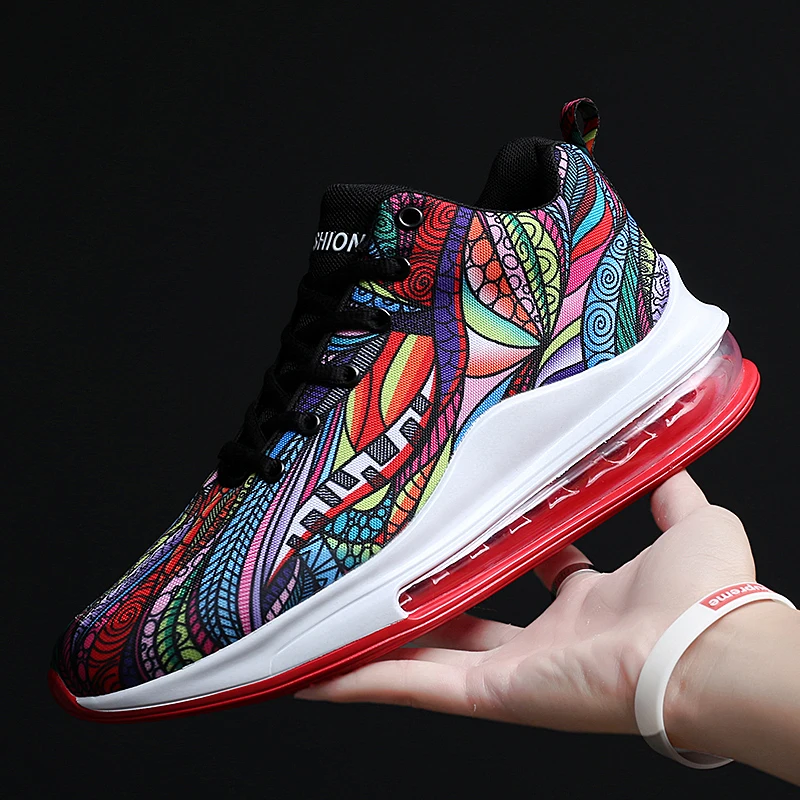 

Men's Vulcanize Shoes,front strap Lightweight high-top synthetic Adult mesh sneakers Basketball sports cushioning trainers