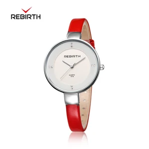 Женские кварцевые часы REBIRTH, модные повседневные часы с кожаным ремешком, спортивные ультратонкие часы