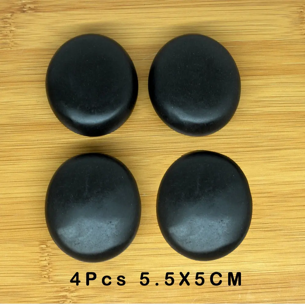 4pcs 5.5x5cm Горячий камень, массажный набор, снимает стресс, боль в спине, забота о здоровье, акупрессура, лава, базальтовые камни для здоровья, спа-рок - Цвет: 4pcs 5.5x5cm