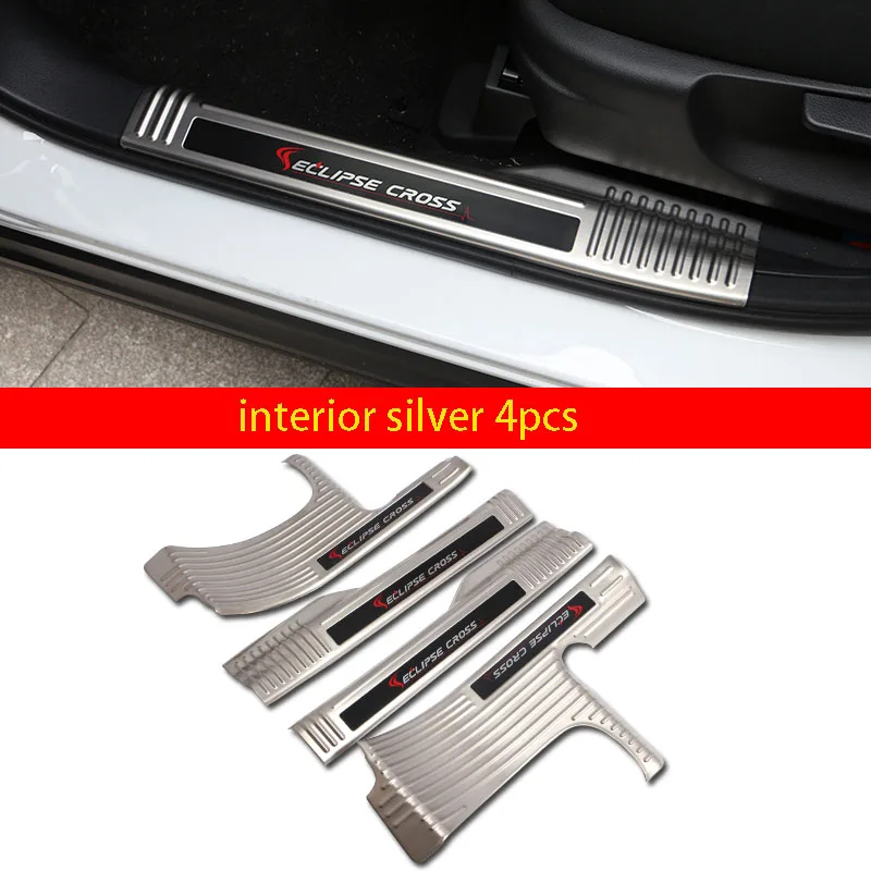 interior silver 4pcs Порог Добро пожаловать защита педали пластина Внешняя дверь педаль украшения автомобильные аксессуары для Mitsubishi ECLIPSE CROSS - Цвет: interior silver 4pcs