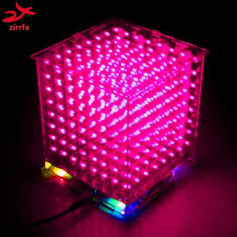 Zirrfa 3D8 mini Cubeeds с отличной анимацией/3D CUBEEDS 8 8x8x8 Junior, светодиодный дисплей, светодиодный музыкальный спектр, электронный diy kit